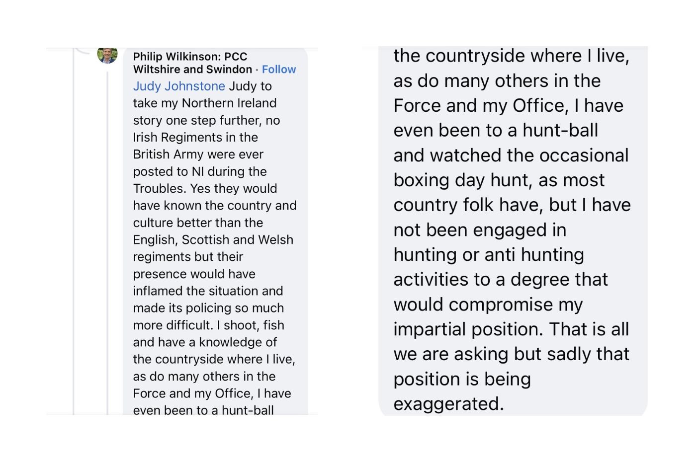 Wiltshire PCC Facebook comment_April 2023