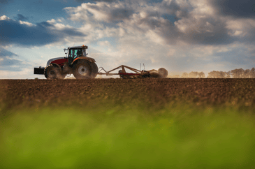 Tractor ploughing field