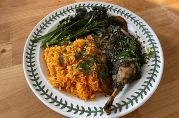 Cuban mojo pheasant legs on a plate